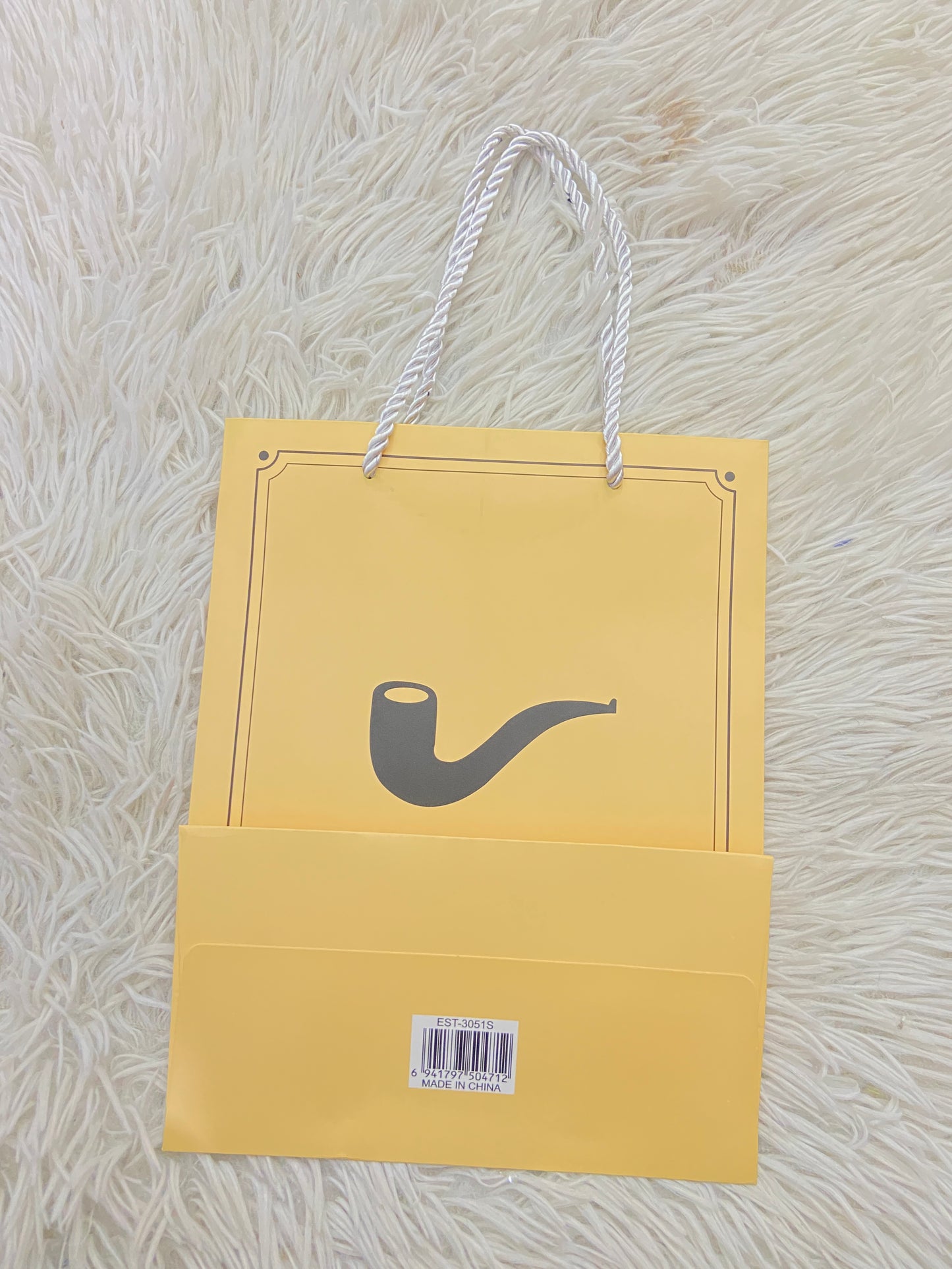 Shopping, Amarillo con estampado de una pipa, PEQUEÑO.