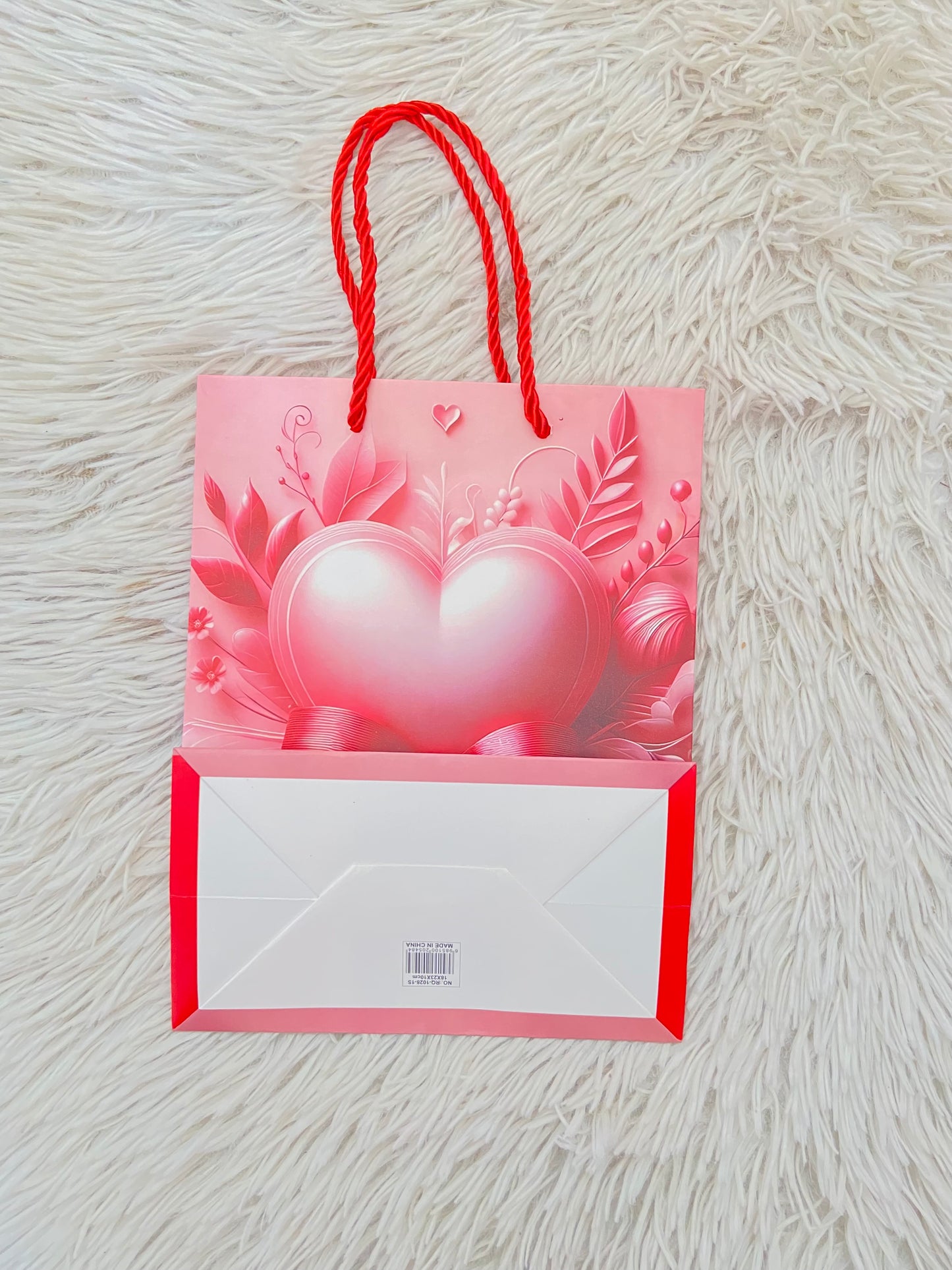 Shopping, rosado con estampado de corazón, PEQUEÑO.