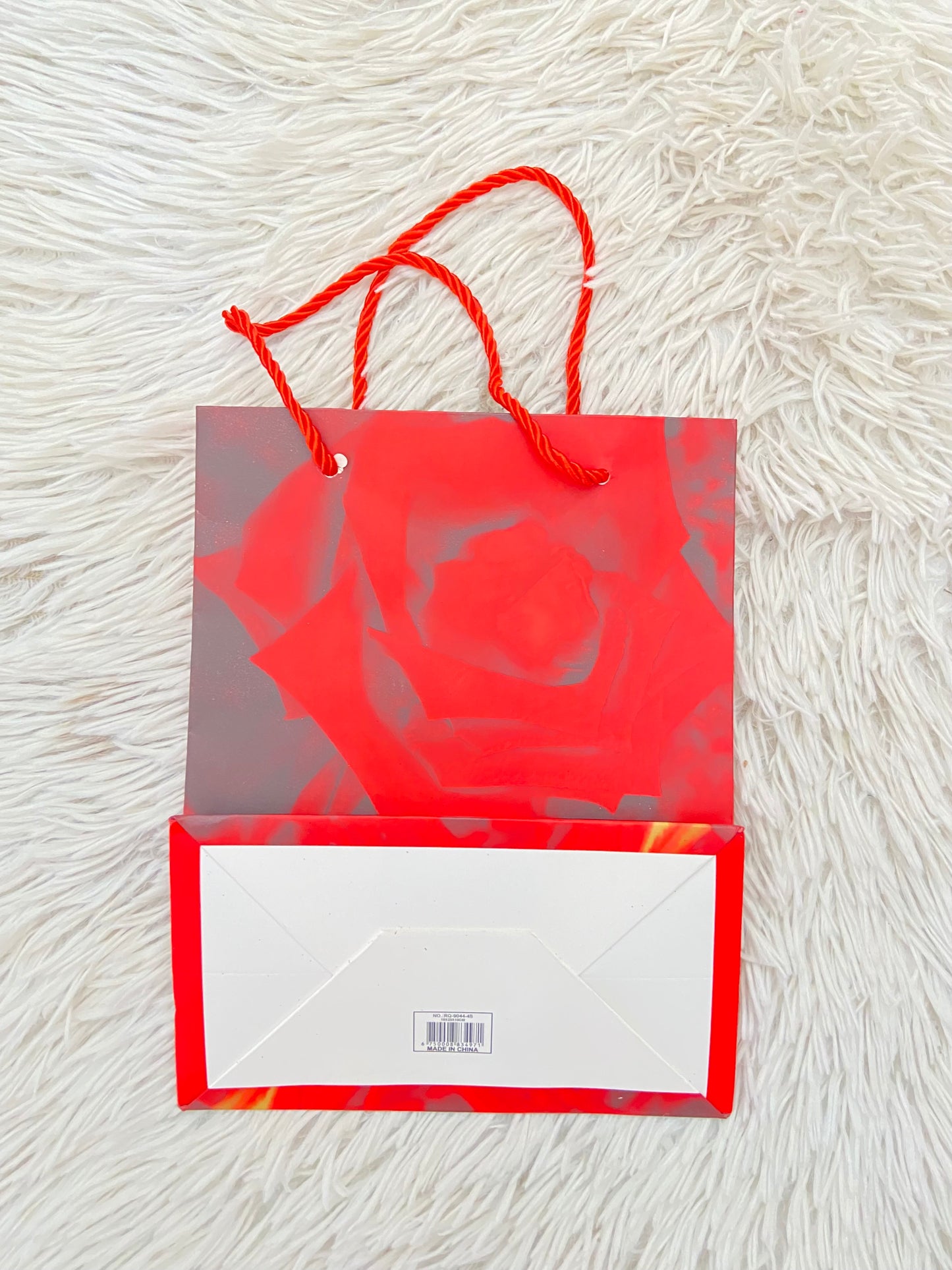 Shopping, rojo con estampado de rosas, PEQUEÑO.