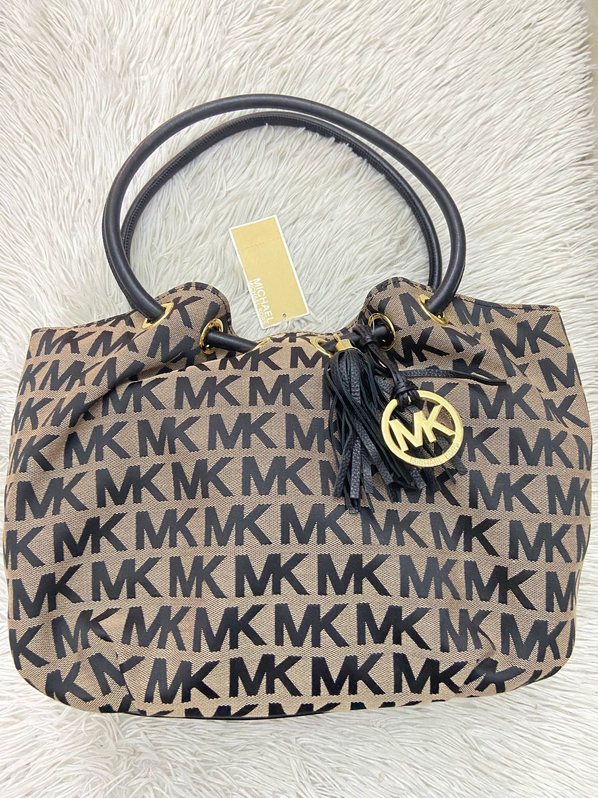 Cartera MICHAEL KORS Original negra con dorado y estampado de la