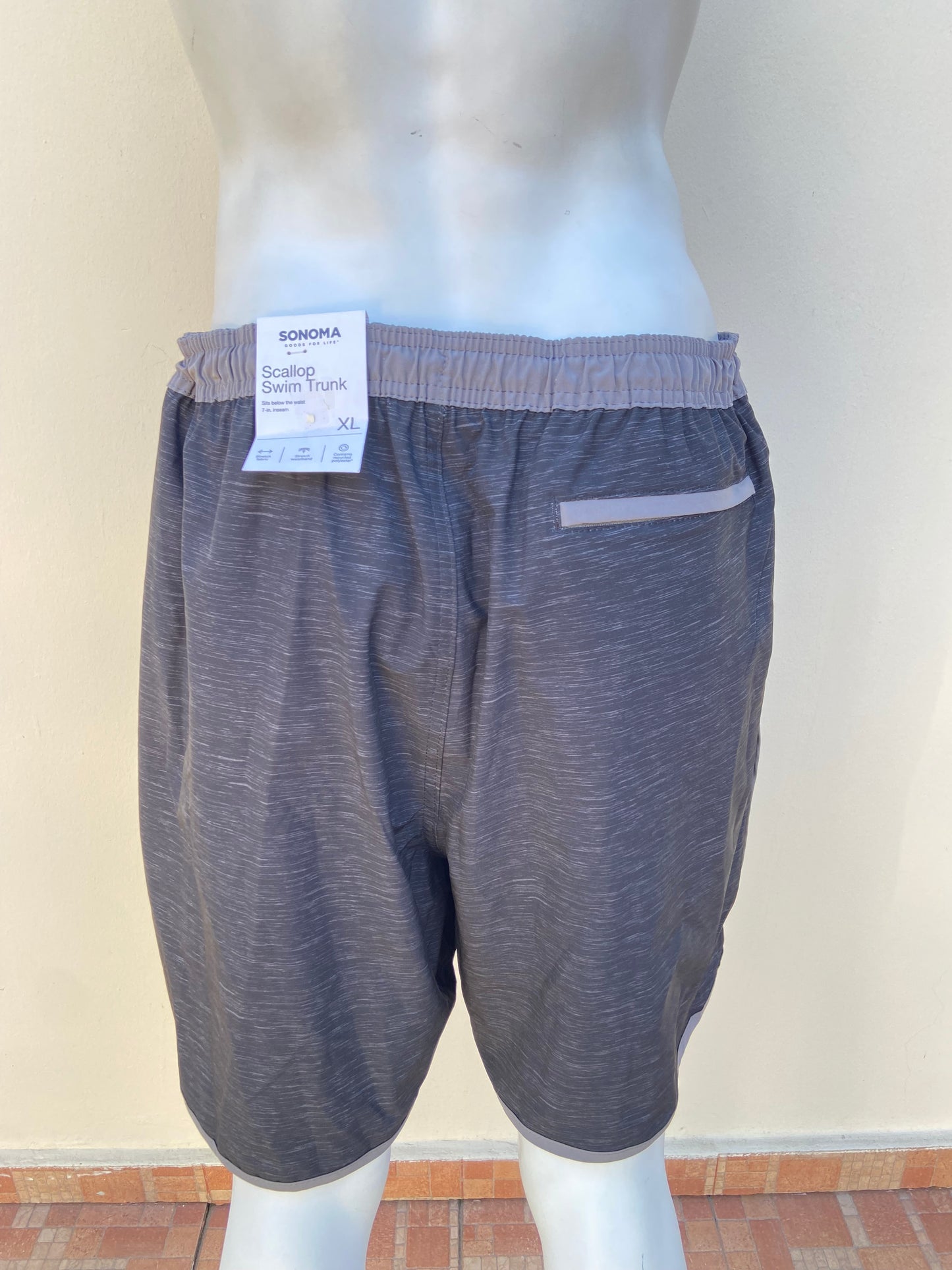 Bañador SONOMA original, gris oscuro charcoal con gris más claro en la pretina.