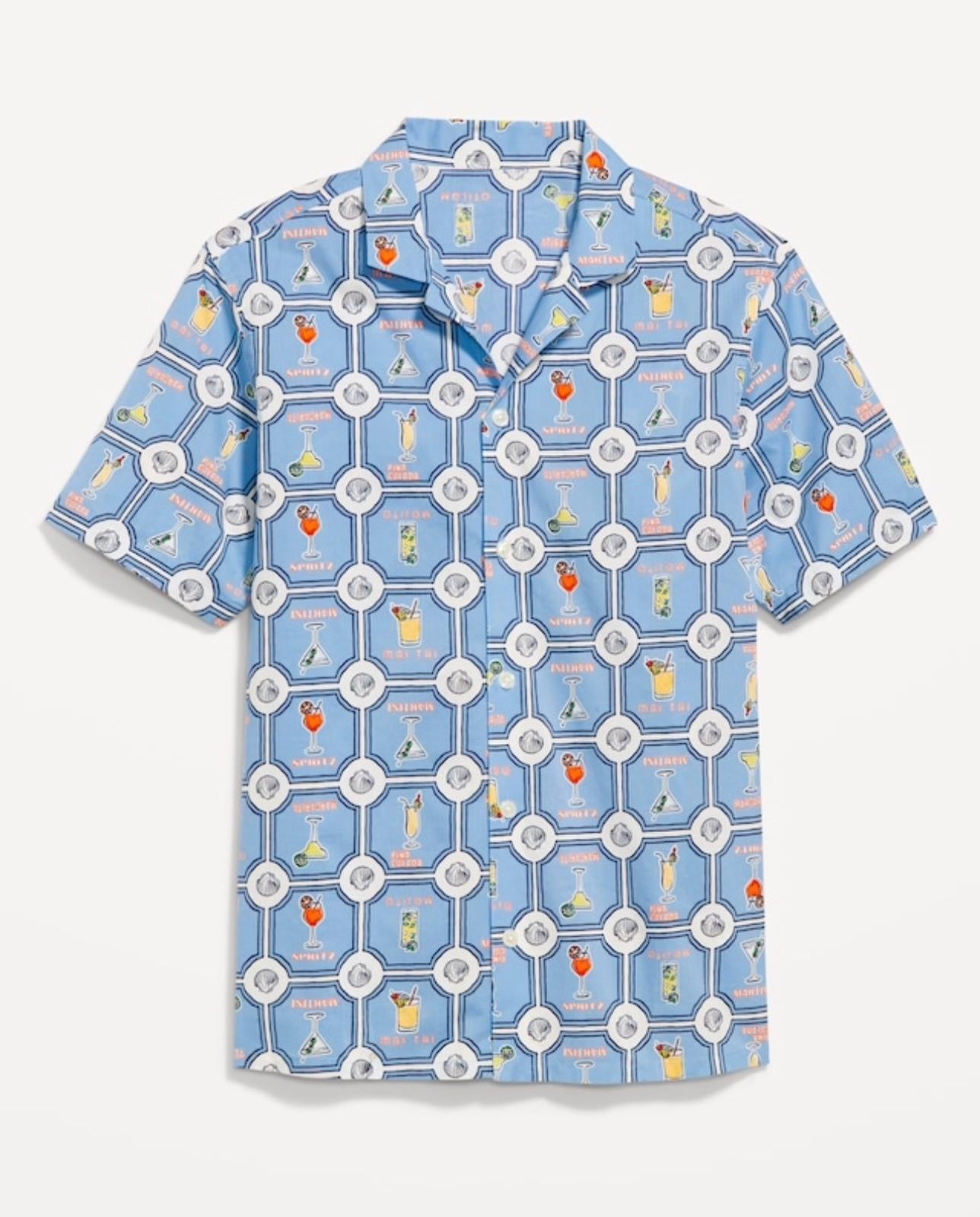 Camisa OLD NAVY Original, en color azul con estampado de cocteles.