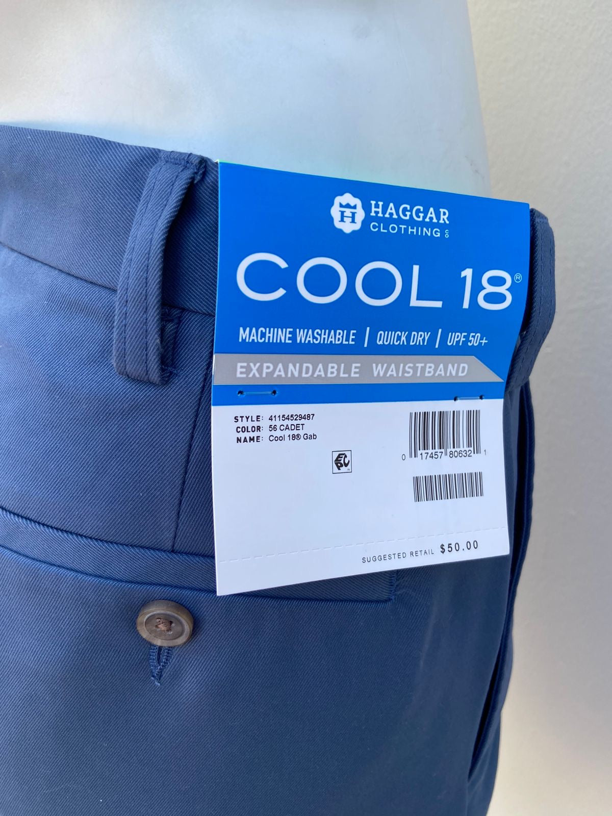 Bermuda HAGGAR CLOTHING original, azul claro lisa.