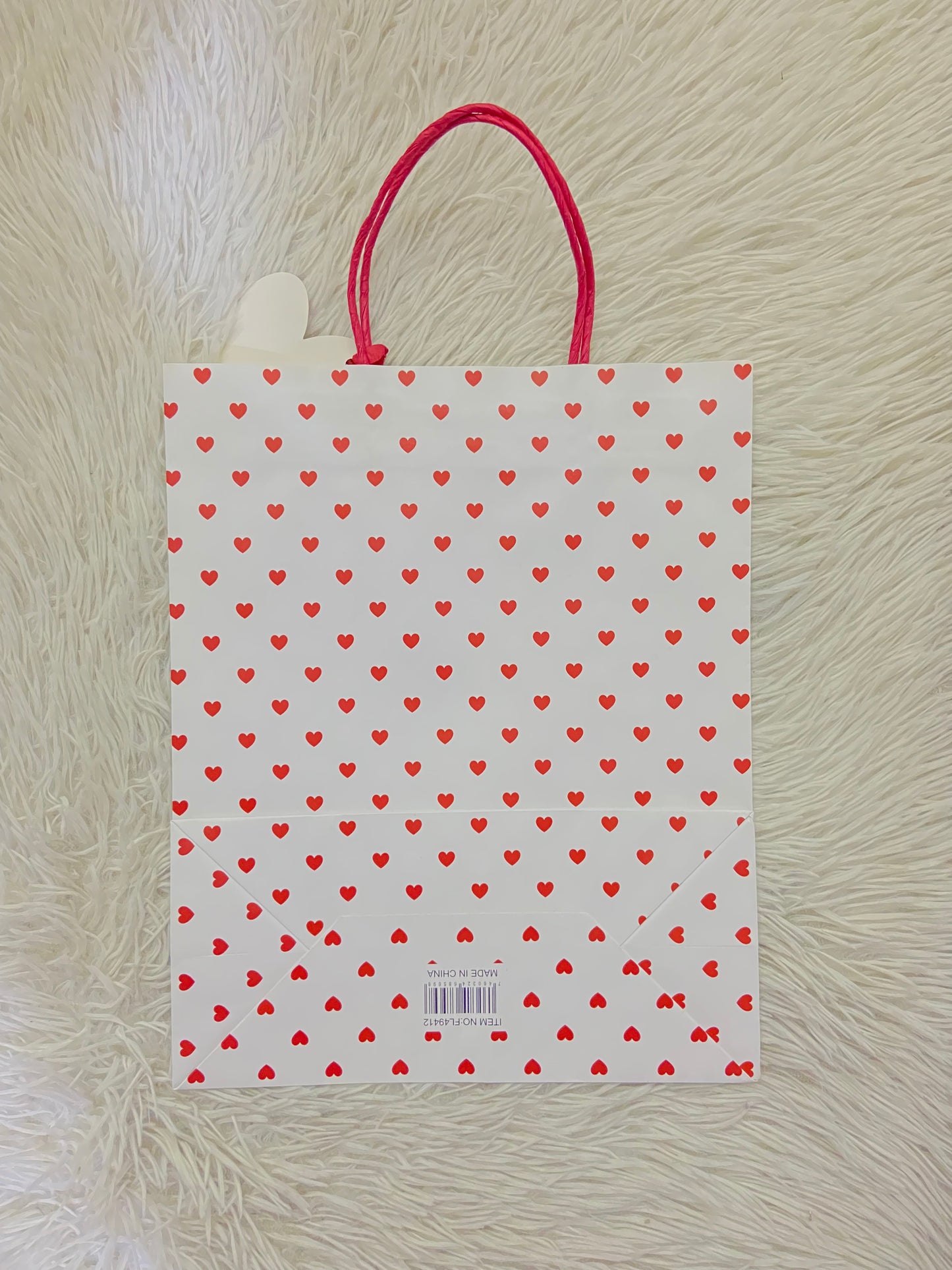 Shopping, blanco con estampado de corazones, MEDIANO.
