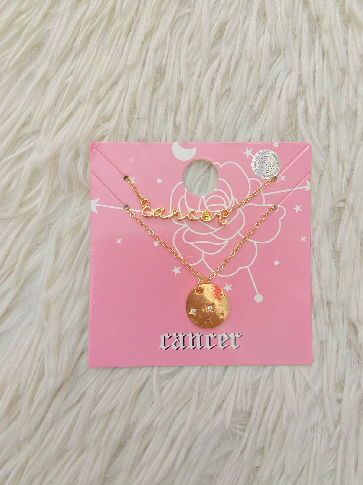 Cadena FOREVER 21 Original de dos piezas una con el nombre del signo CANCER y otra con una medalla