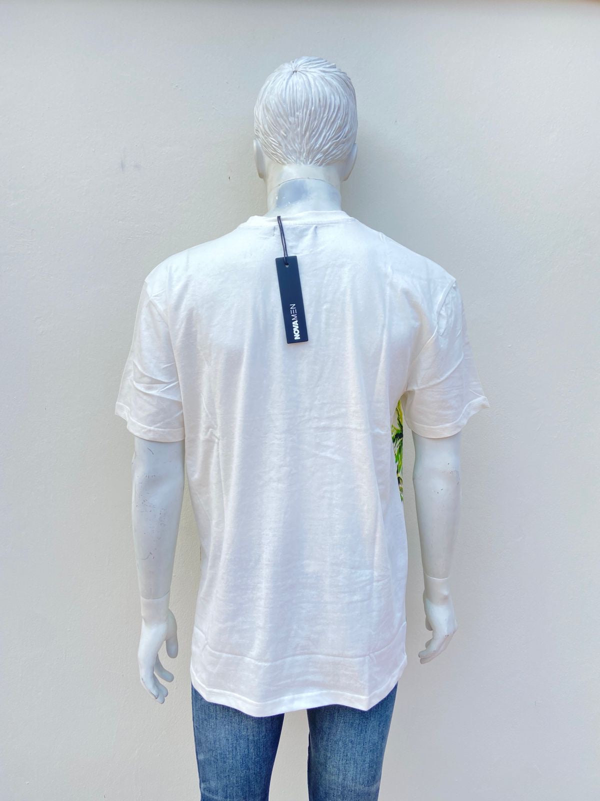 T-shirt crema con estampado de palmeras y letras arriba LOS ANGELES, LA