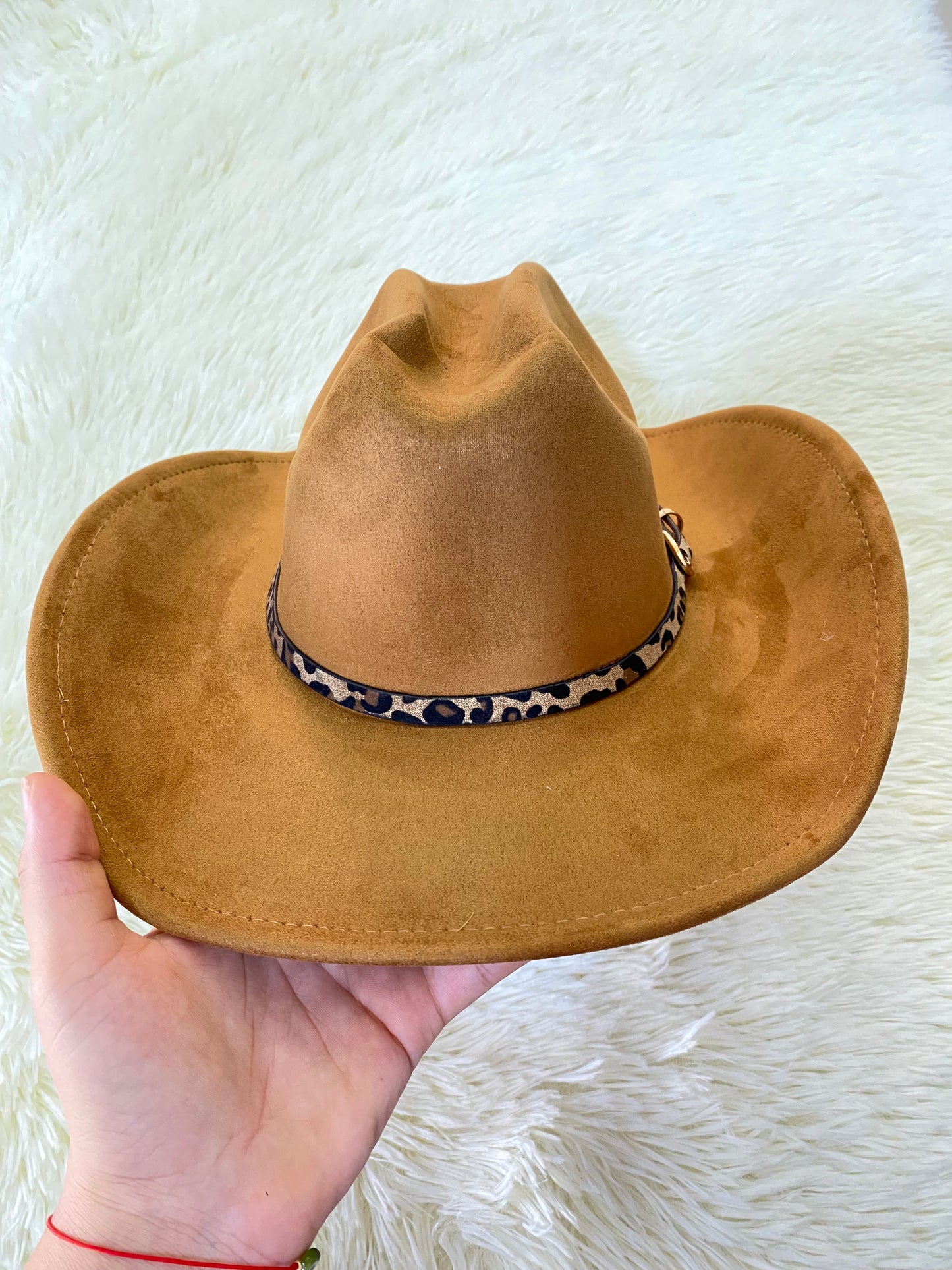Sombrero, marron/caramelo con correa de estampado de animal print