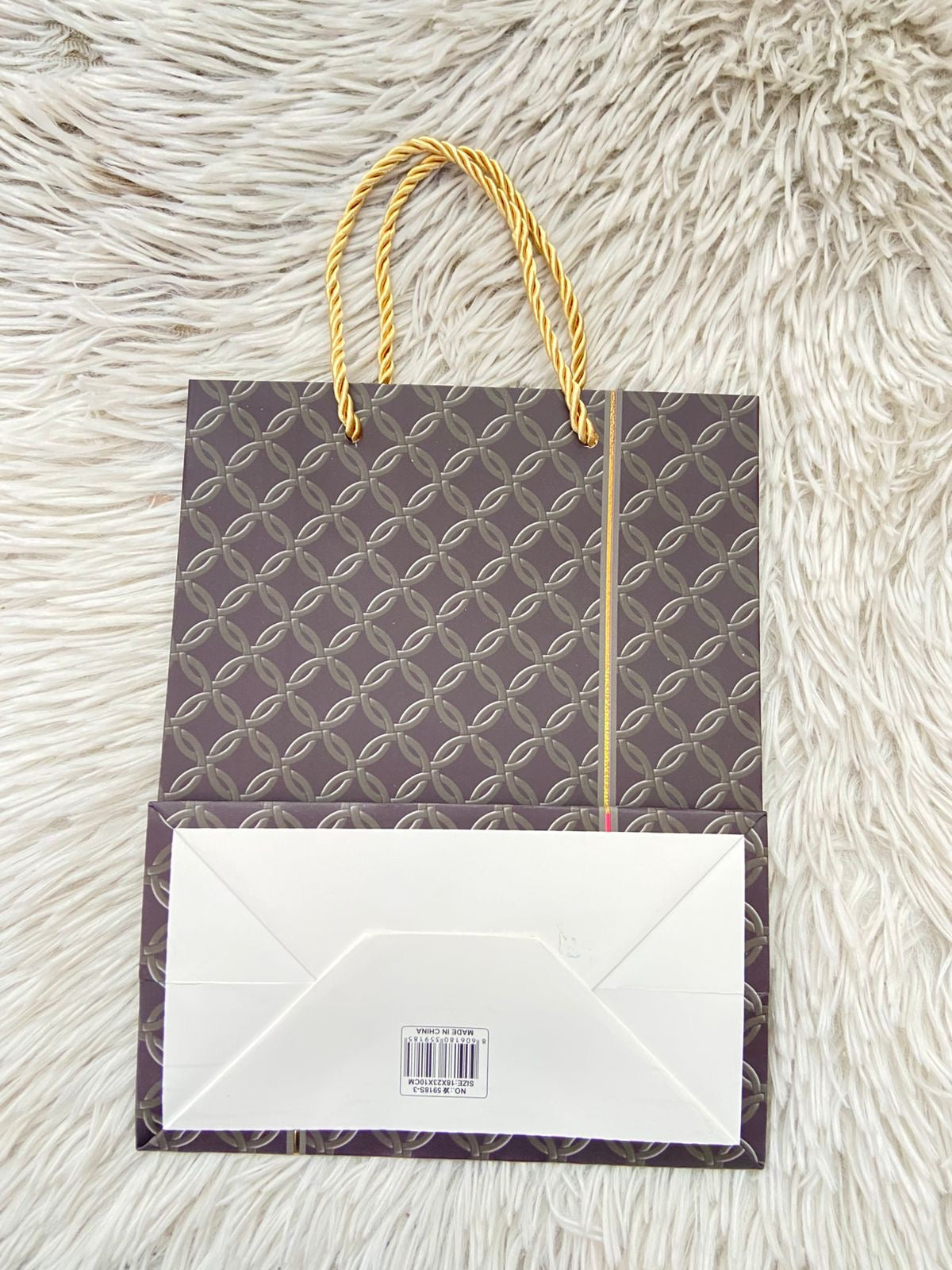 Shopping, gris/ negro con lazos en color dorado, PEQUEÑO.