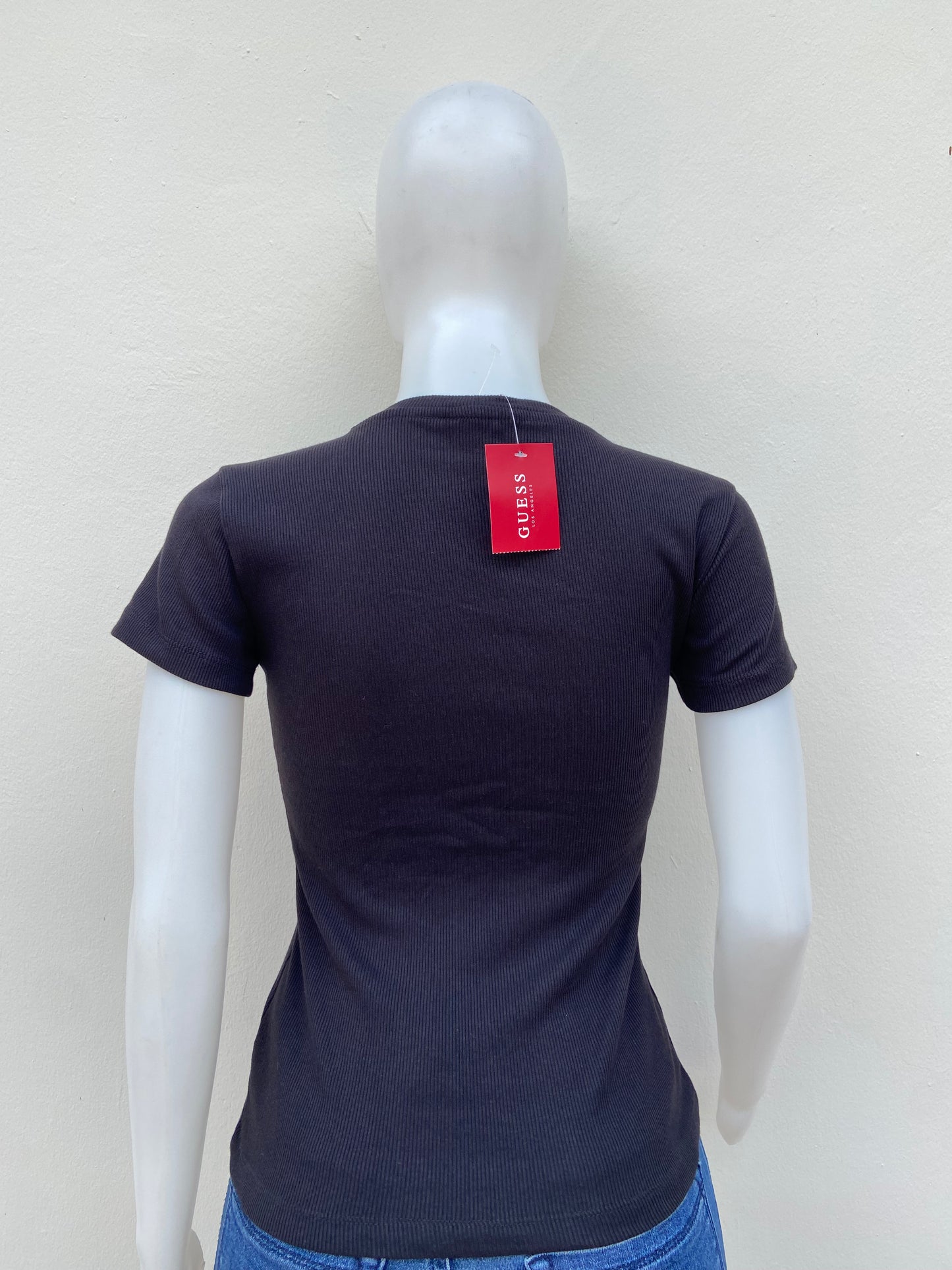 T-shirt GUESS original, negro con letras en piedras GUESS LOS ÁNGELES.