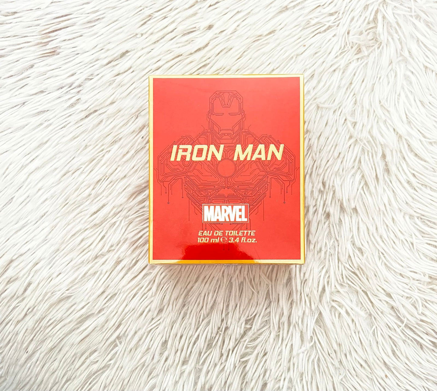 Perfume MARVEL X IRON MAN original rojo con dorado.