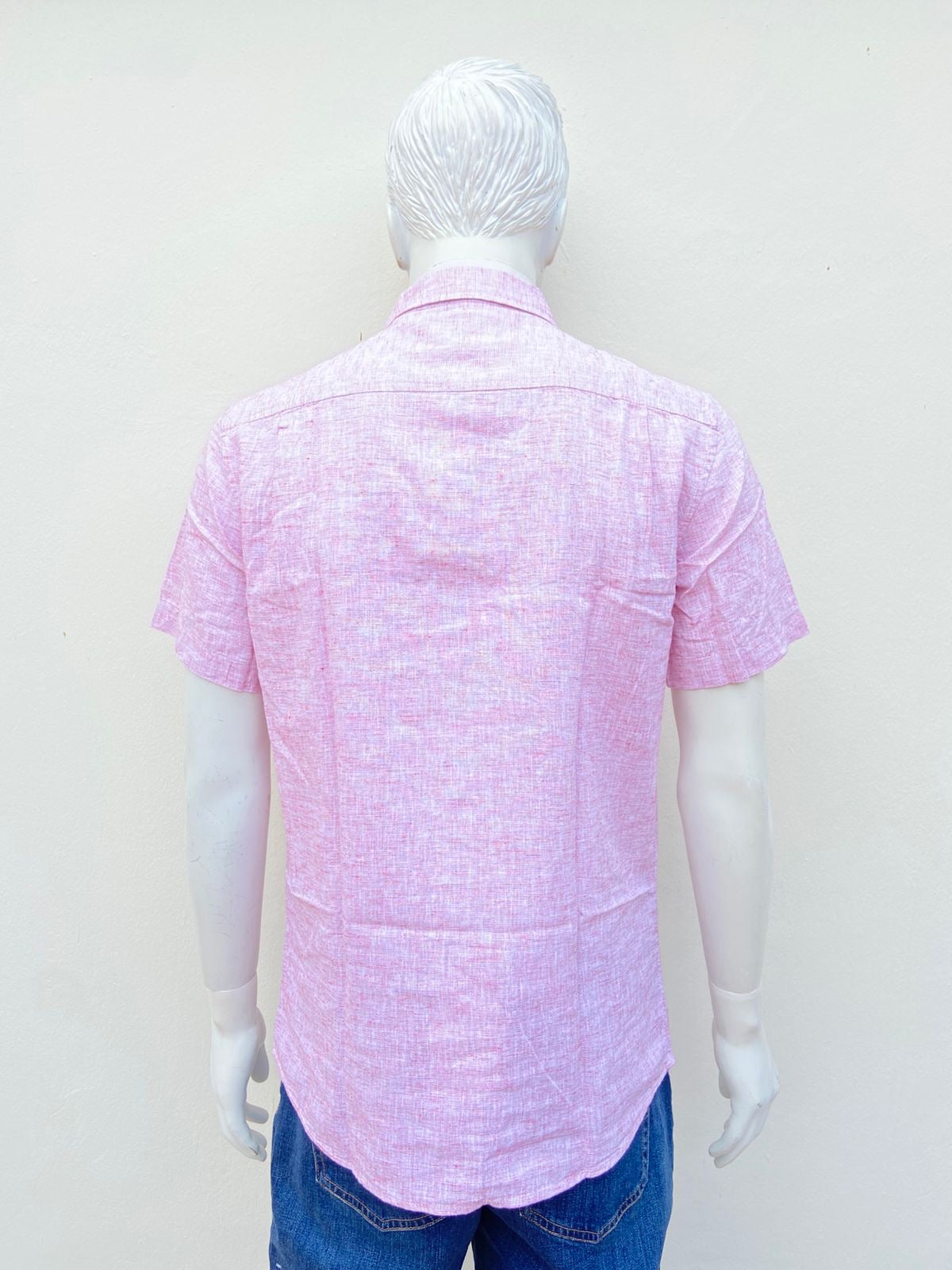 Camisa WEATHERPROOF original, rosada con blanco, 55 % lino, 45 algodón.