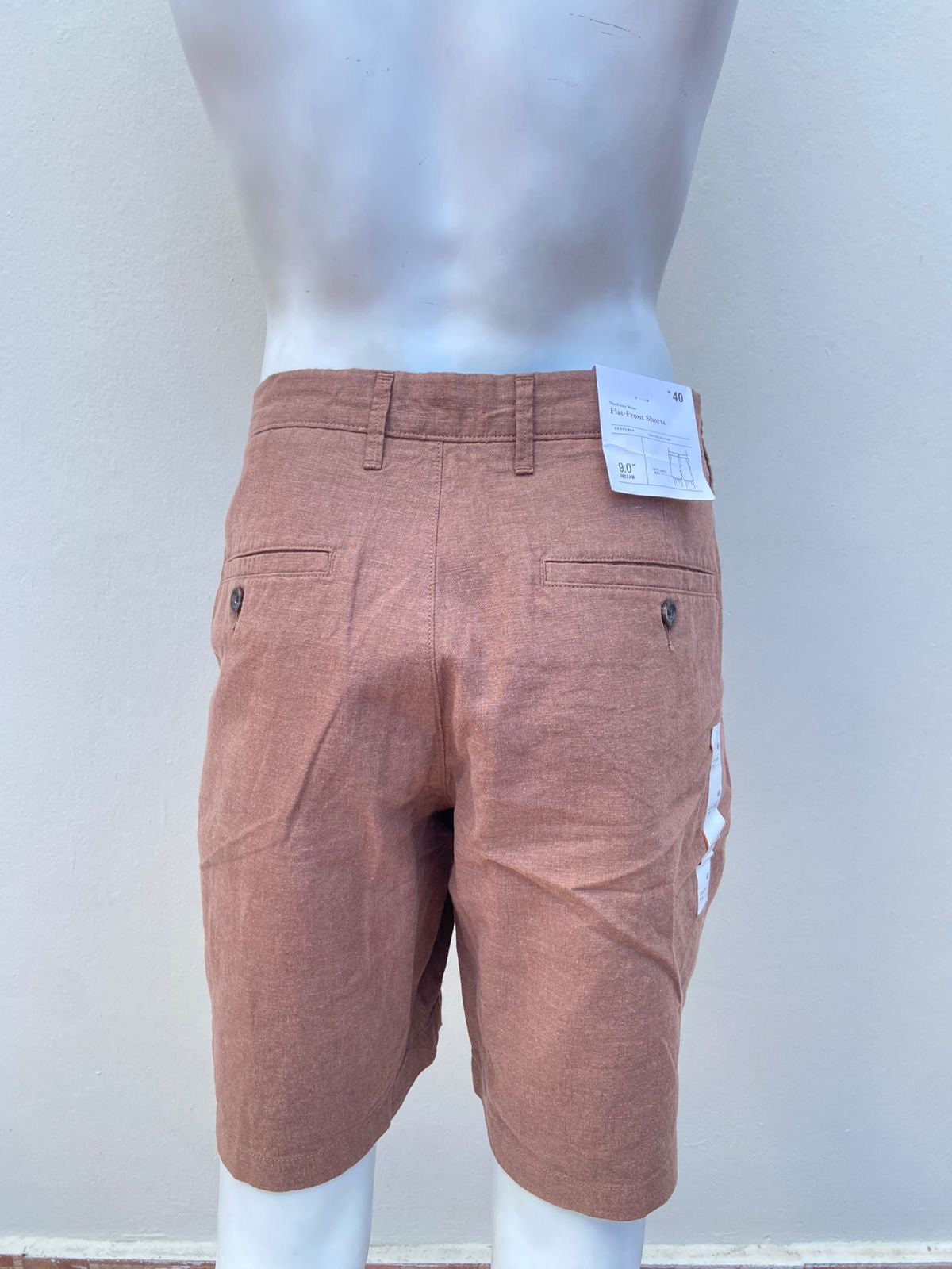 Bermuda GOOD FELLOW & CO original, marrón oscuro, 55% lino, 45 % algodón.
