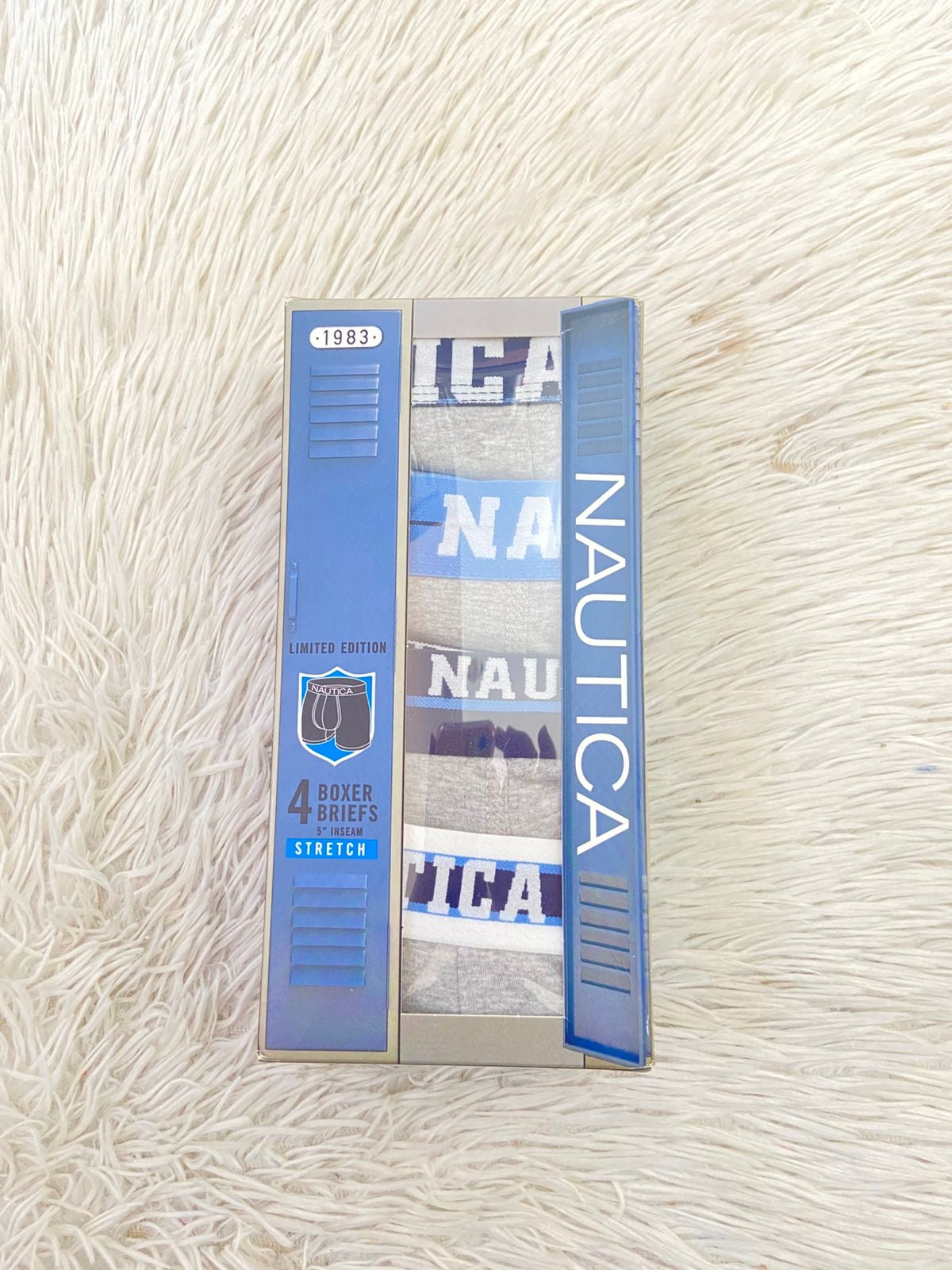 Boxer NAUTICA original, set de 4, gris con diferentes platinas en colores azul claro, azul marino.