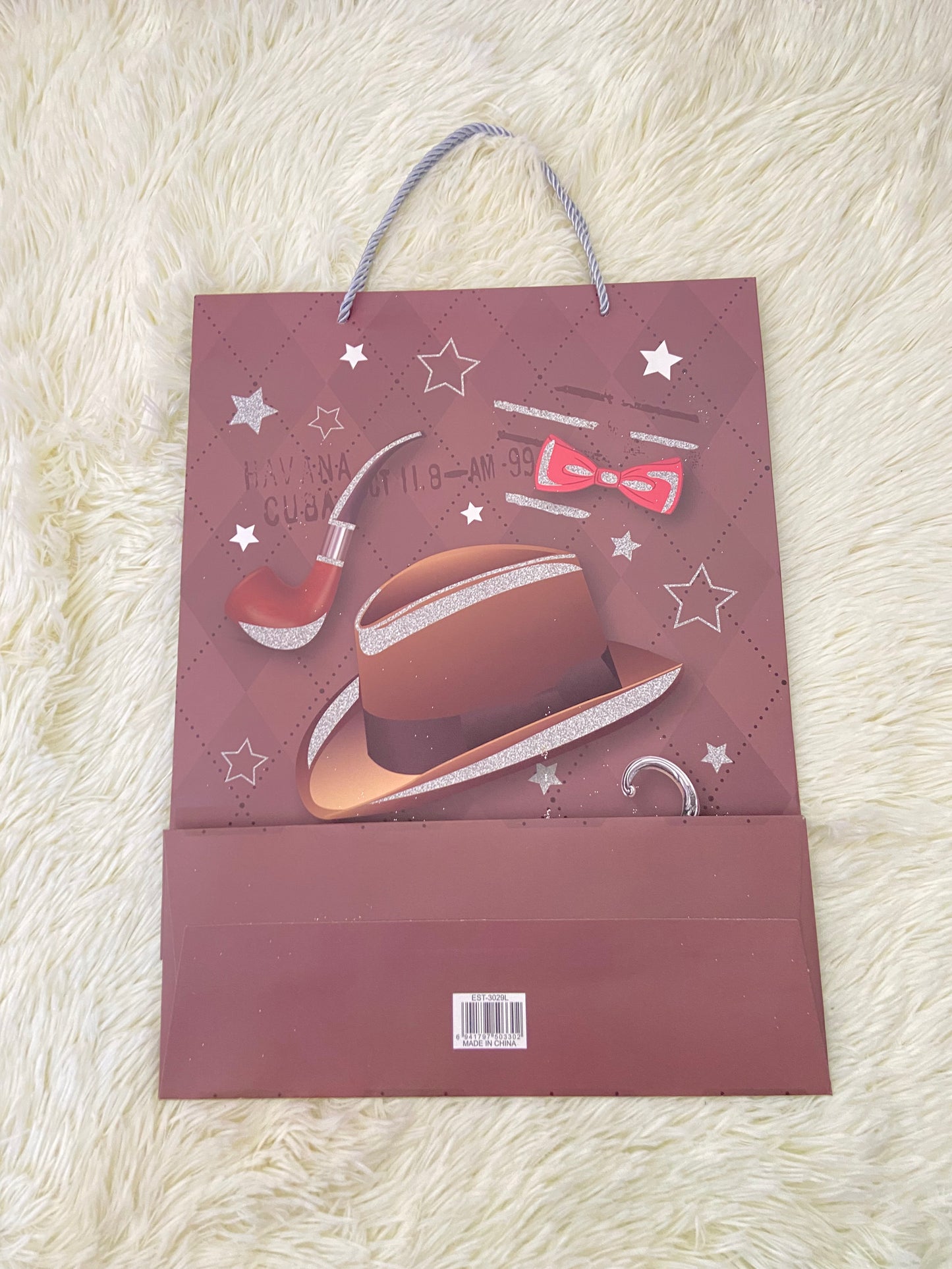 Shopping, marron con estampado de sombrero, GRANDE.