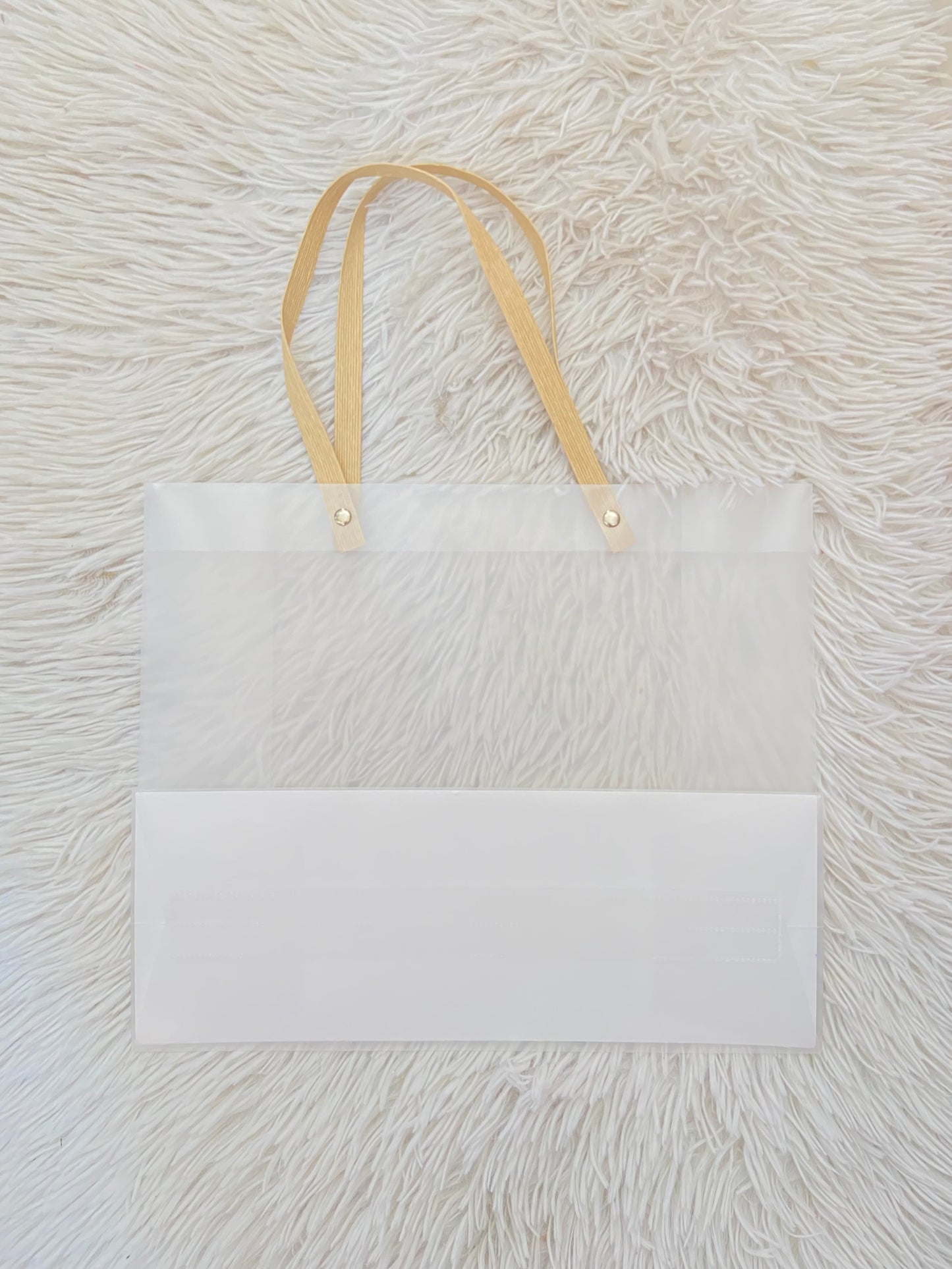 Shopping, transparente con lazos en color crema, MEDIANO.
