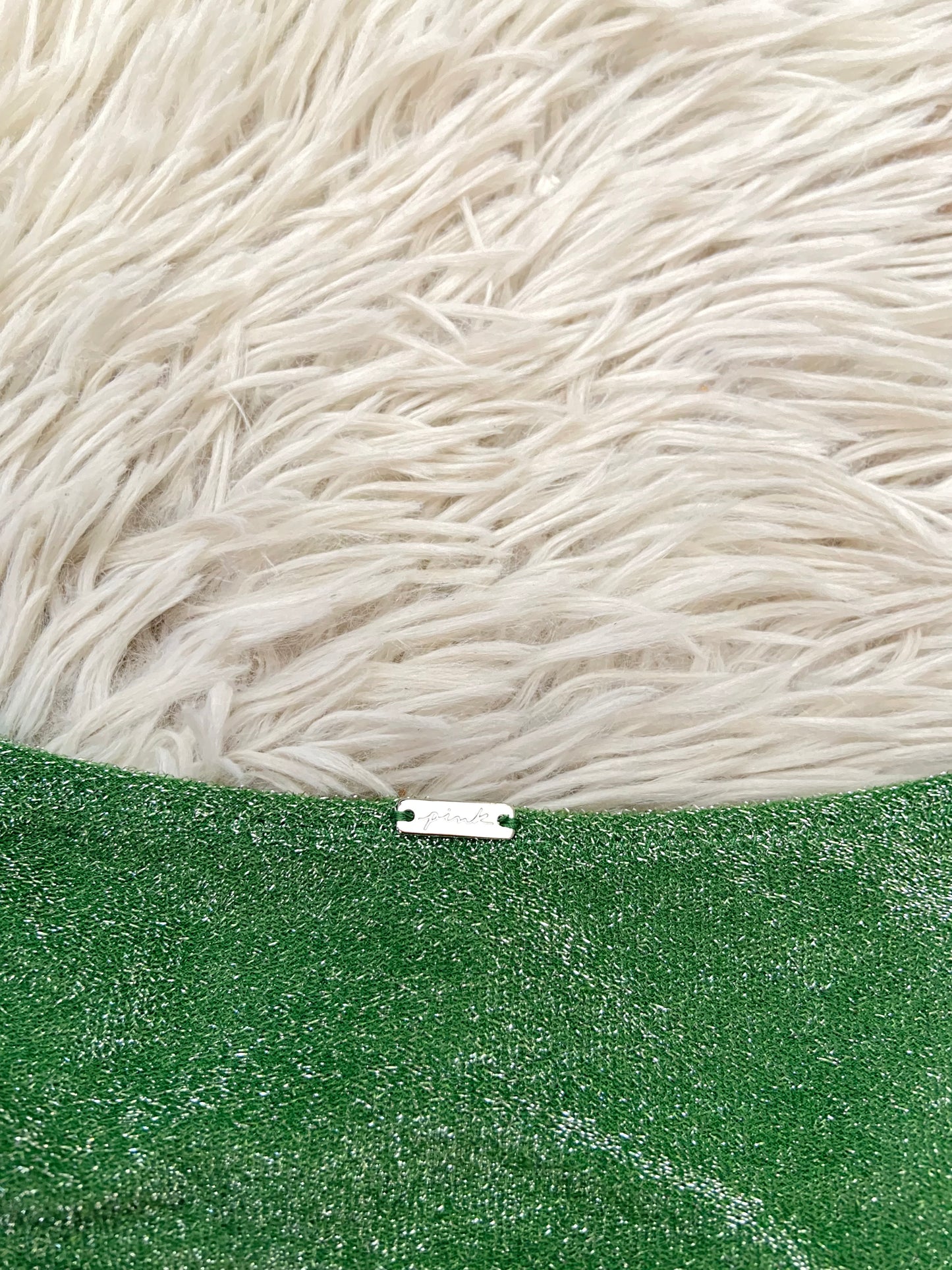 Panti/ Biquini PINK original verde con brillos.