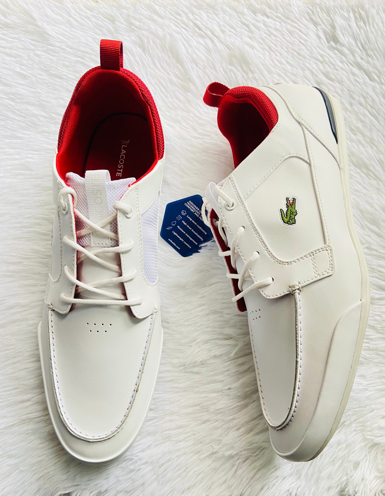 Misericordioso Saca la aseguranza vino Zapatos Lacoste original blanco con diseño de logo a los lados y raya –  Qlindo Store