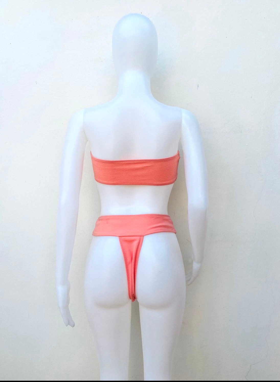 Biquini, de dos piezas coral ( naranja pastel ) strapless tanga