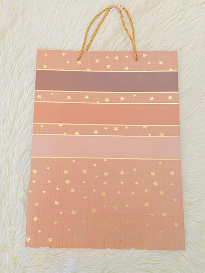 Shopping, marron con estampado de estrellas, GRANDE.