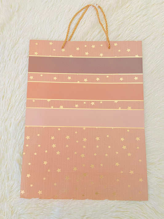 Shopping, marron con estampado de estrellas, GRANDE.