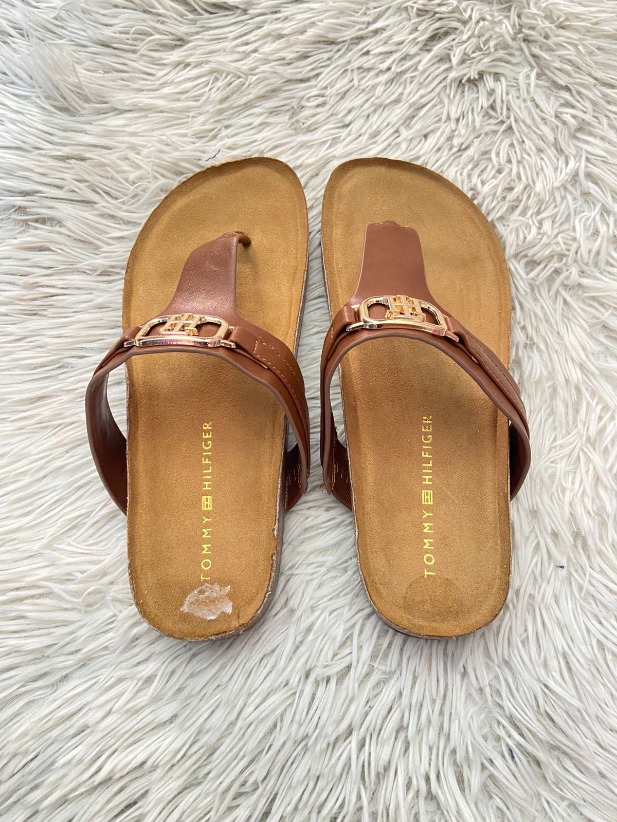 Sandalias TOMMY HILFIGER Original, marrón con placa TH.