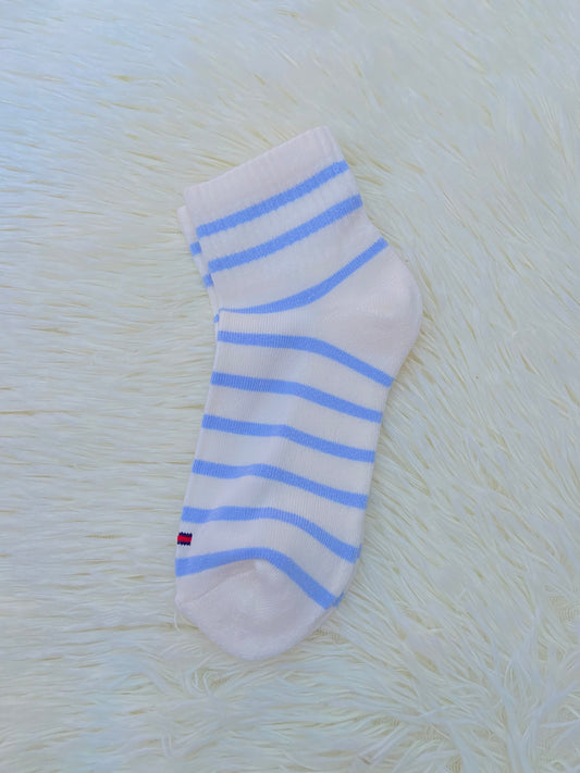 Medias TOMMY HILFIGER original, crema con rayas en color azul claro.