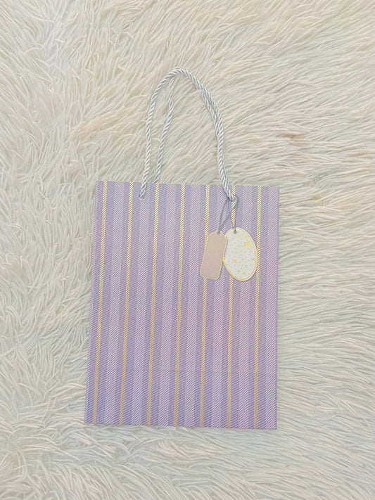 Shopping, azul/gris con rayas en color dorado, PEQUEÑO.