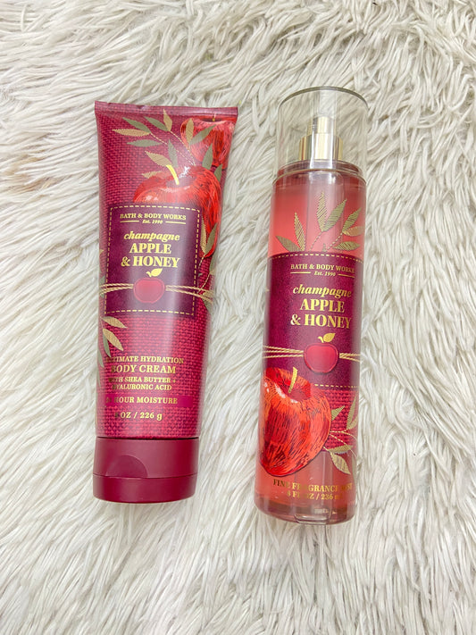 Set Bath & Body Works original rojo, CHAMPAGNE APPLE & HONEY.