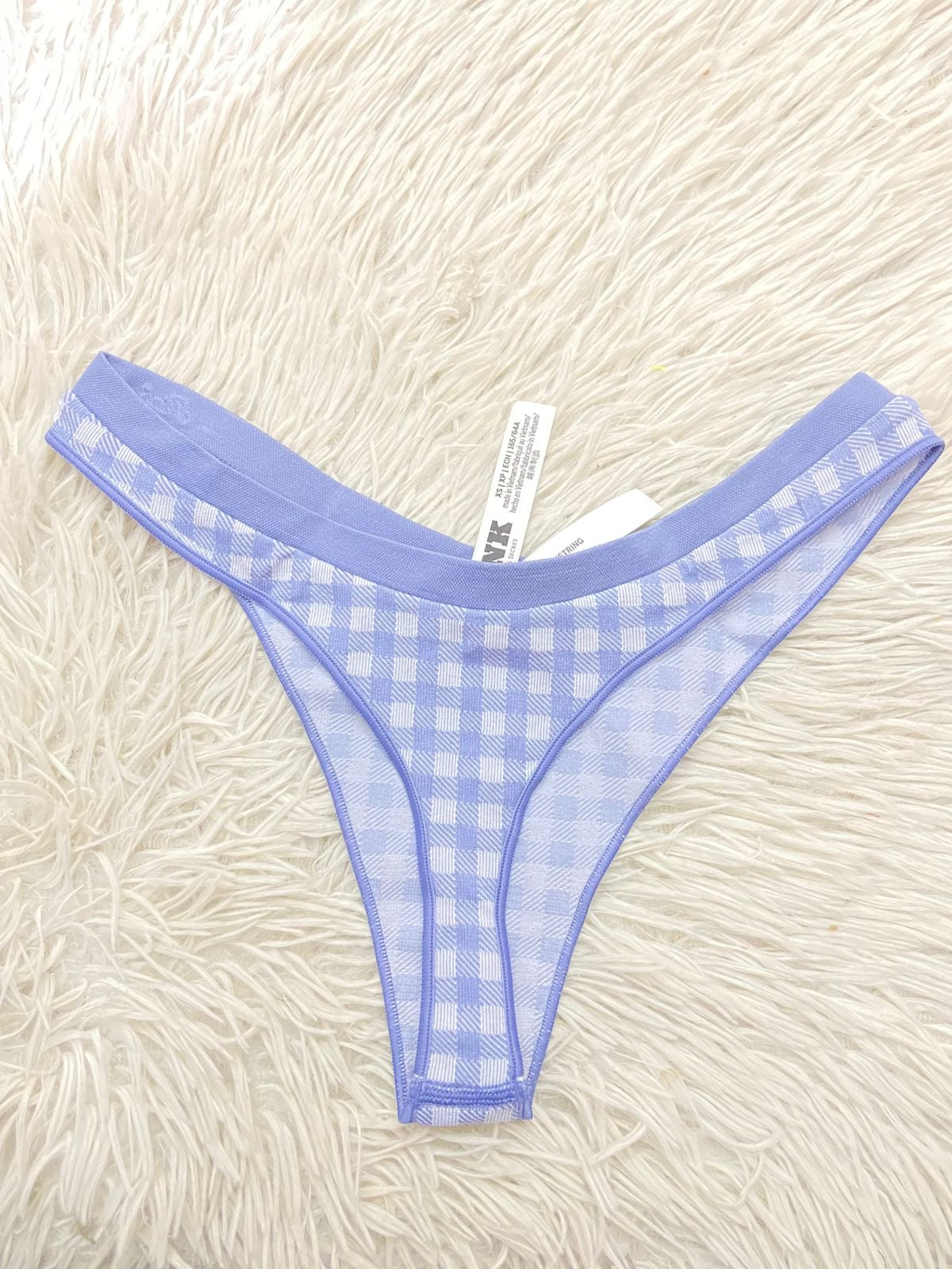 Panti PINK original, azul marino con estampado de cuadros, tanga.