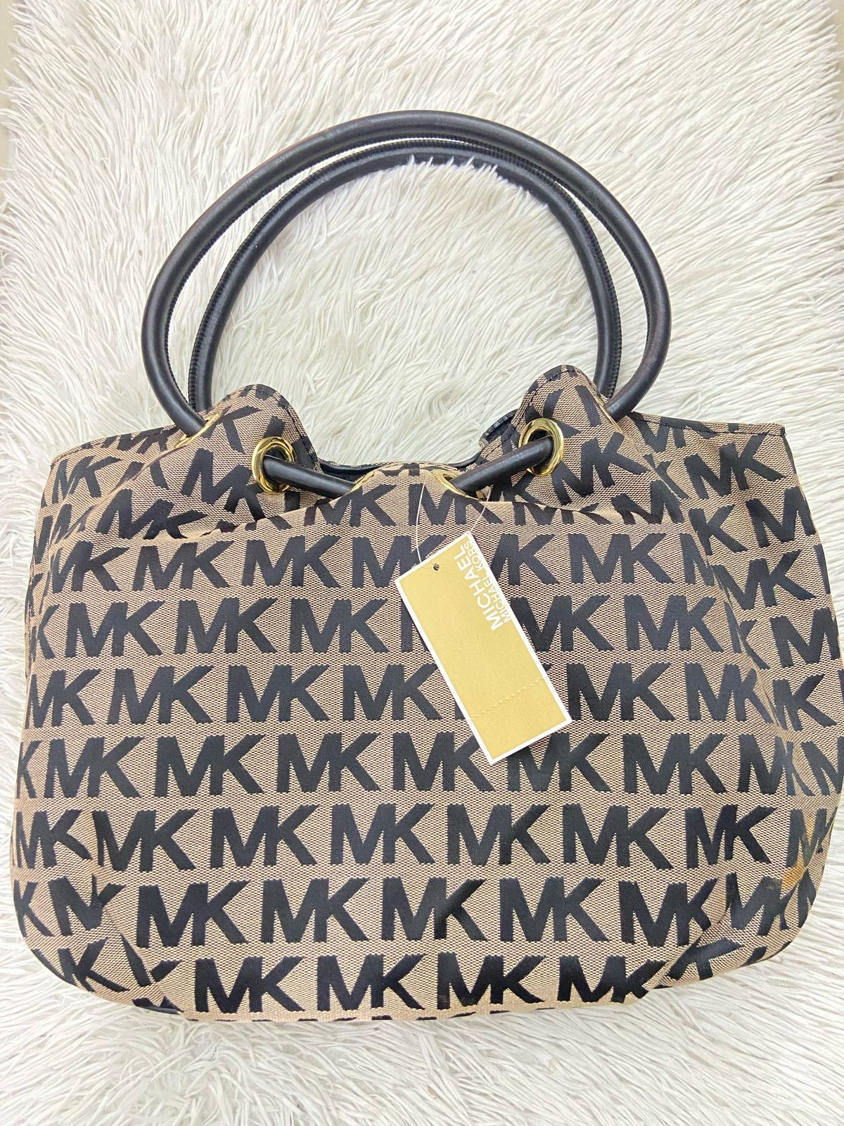 Cartera MICHAEL KORS Original negra con dorado y estampado de la
