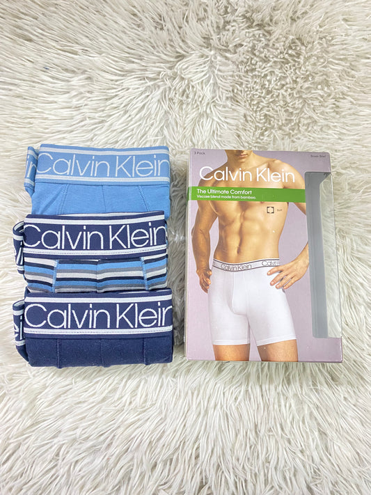 Boxer Calvin Klein original, pack de 3, diferentes tonos de azules.