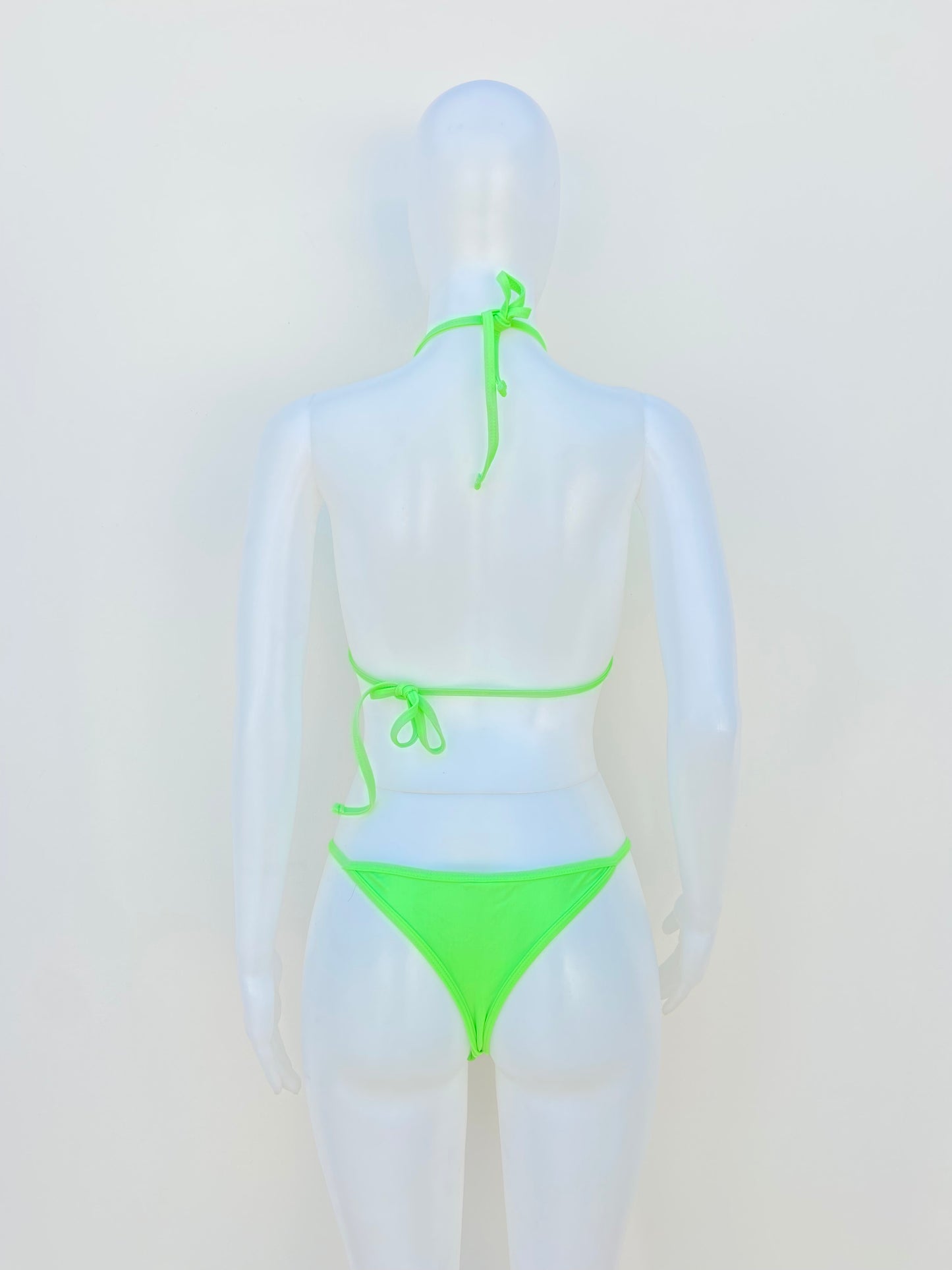 Biquini Mermaid Swimwear original verde Neón con lazos cruzados, diferente.