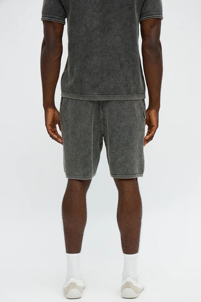 Bermuda, negra/gris con lazo ajustable y bolsillos en los lados,