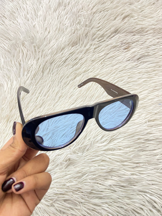 Lentes, negro con micas azules transparente.