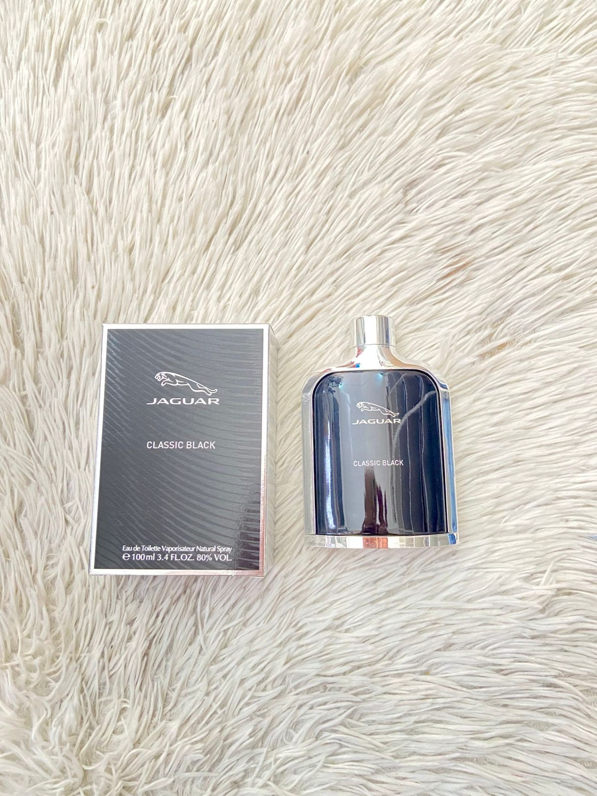 Perfume JAGUAR original, negro con plateado, CLASSIC BLACK.