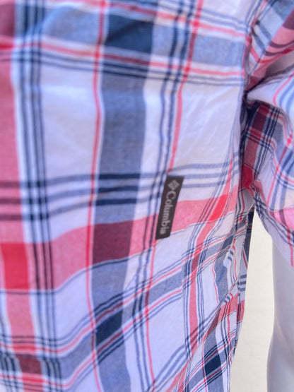 Camisa COLUMBIA original roja de cuadros azules y rojo, REGULAR FIT.