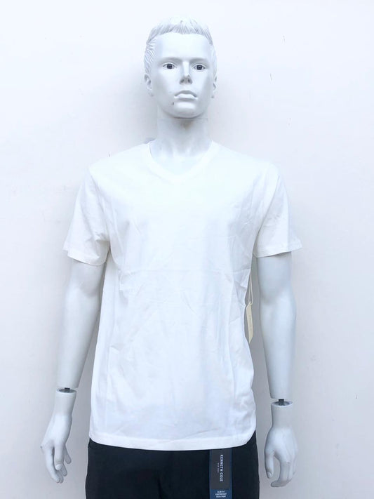 T-shirt Forever 21 original, blanco hueso, (WHITE), cuello V, esencial.