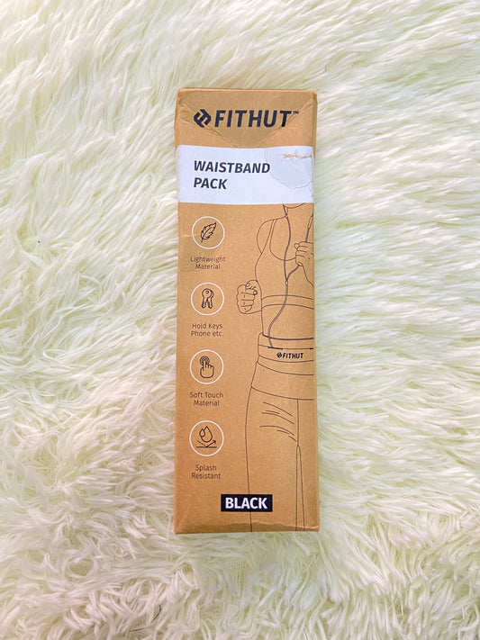 Riñonera deportiva FITHUT original, negra con correa ajustables.