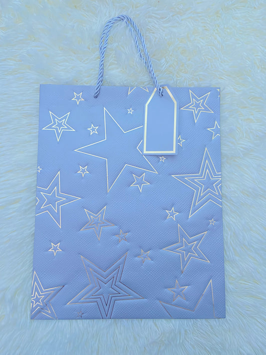 Shopping, gris con estampado de estrellas doradas, MEDIANO.