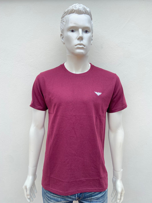 T-shirt PACIFIC EAGLE original, rojo vino con logotipo de la marca en blanco.