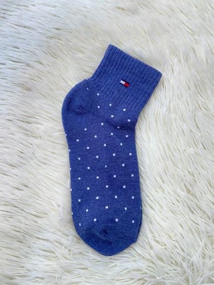Medias TOMMY HILFIGER original, azul Jean  con lunares  de color blanco.