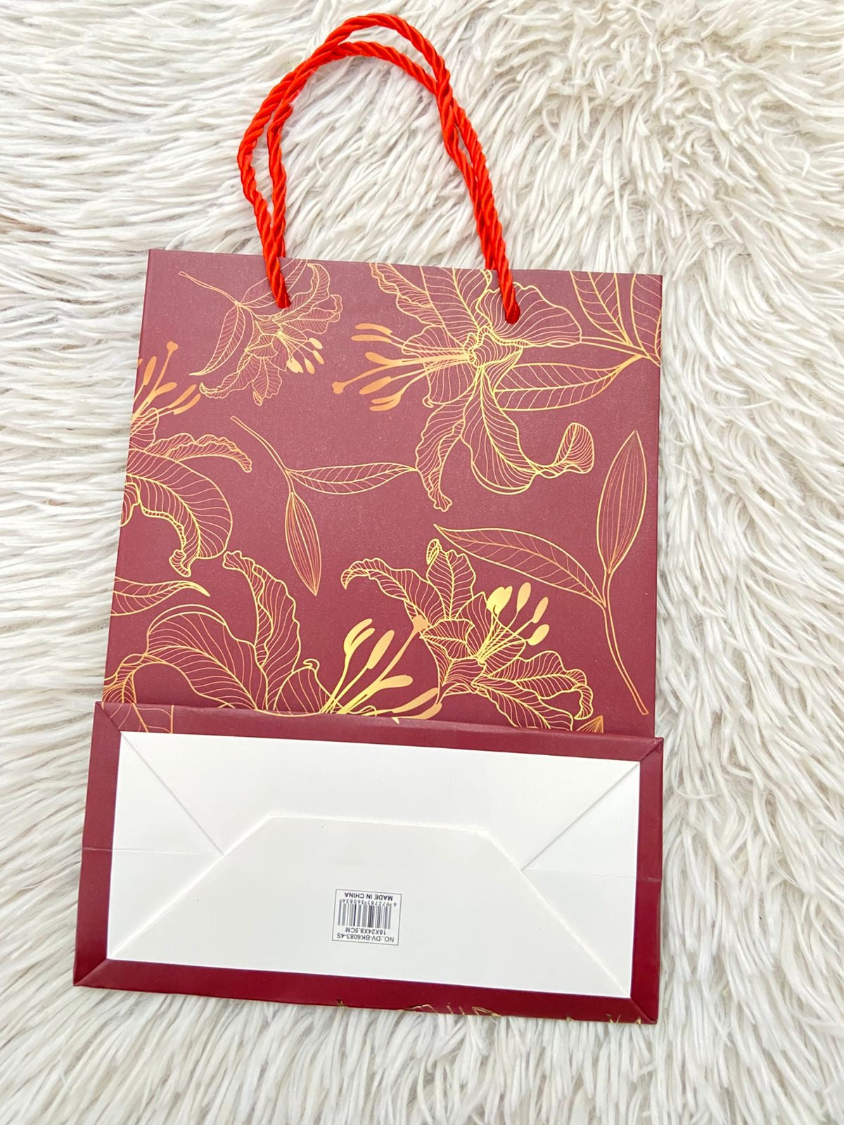 Shopping, rojo vino con estampado de flores, PEQUEÑO.