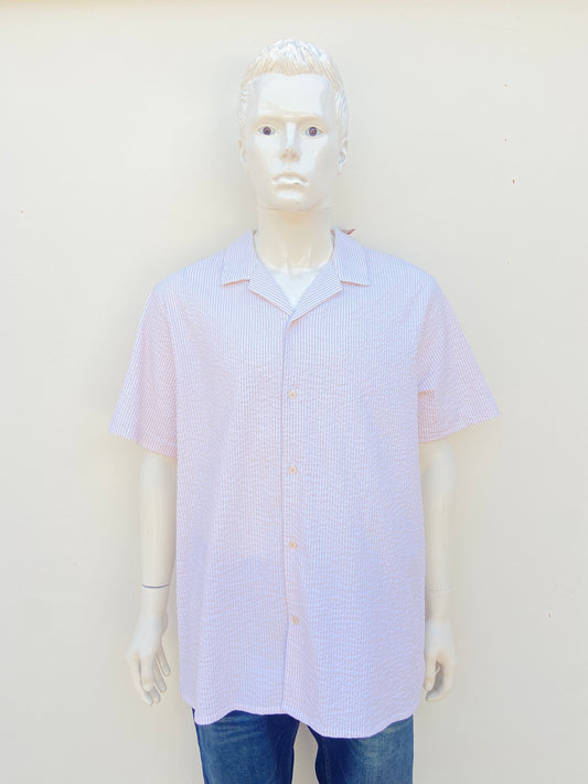 Camisa EXPRESS original, crema ( beige ) con rayas en color blanco, 98 % algodón.