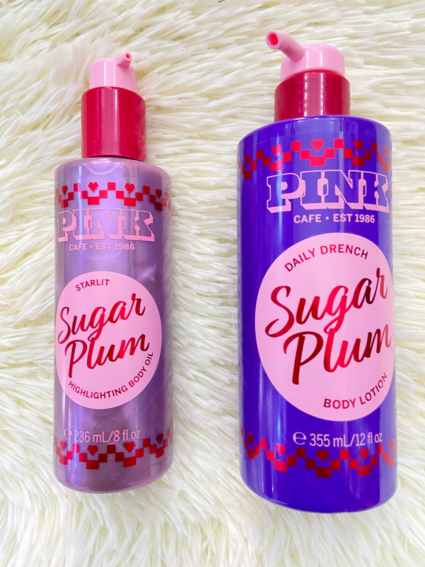 Set PINK original de crema y aceite iluminador, SUGAR PLUM.