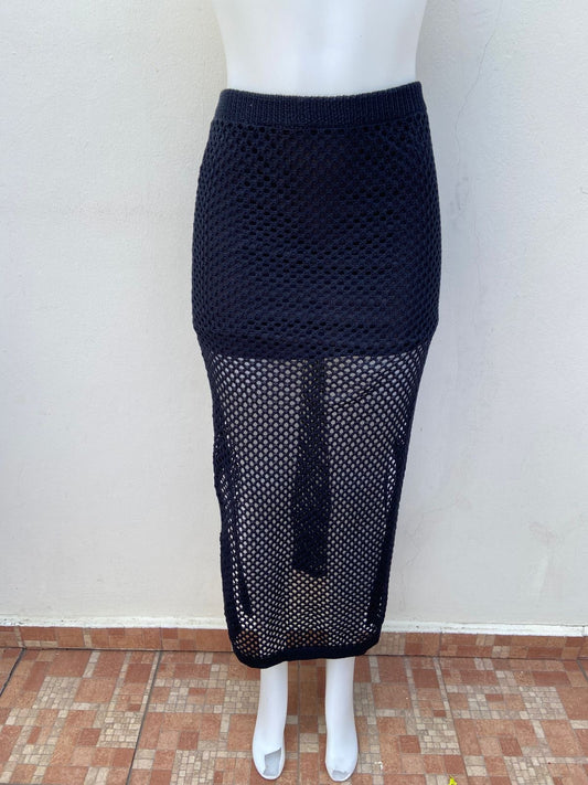 Falda/Cover up Forever 21 en color negro en crochet