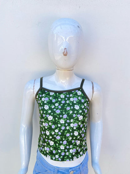 Top/ franela Forever 21 original verde con estampado de flores.