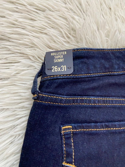 Pantalón Jean Hollister original azul oscuro liso, SÚPER SKINNY, Low rise.