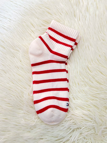 Medias TOMMY HILFIGER original, crema con rayas en color rojo.