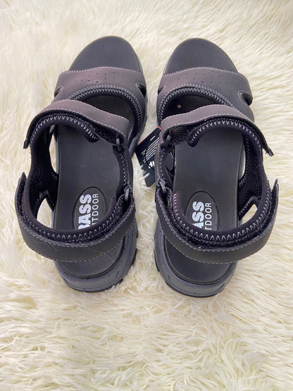 Sandalias BASS OUTDOOR original, negra con costura en hilo gris, ajustables, excelente para caminar