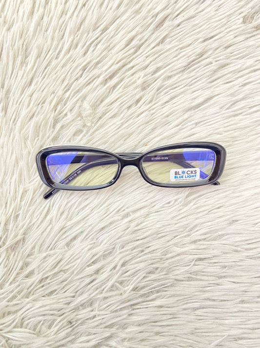 Lentes negros con montura negra, micas azules